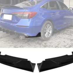 Fits 22-23 Honda Civic 11th FE-C Style Rear Bumper Lip Corner Aprons Matte Black