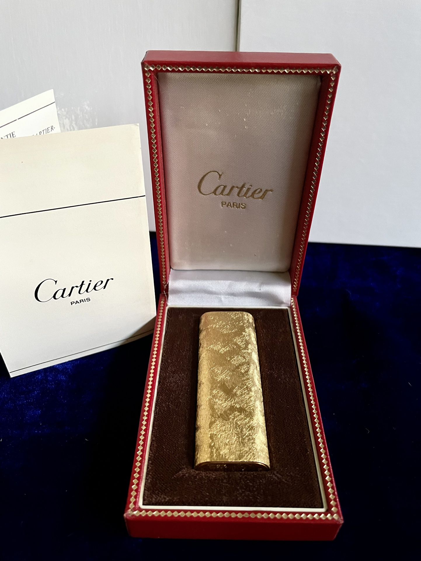 Cartier Lighter Gold Satin Finish Working Box & Certificate Like New 