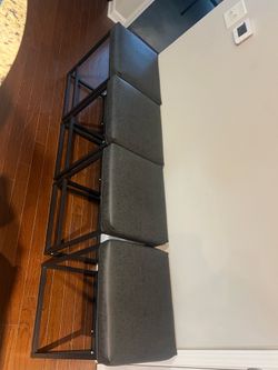 Set of 4  Grey Leather Bar stools 24inch