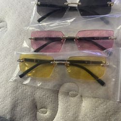 Retro Rimless Tinted Sunglasses Bundle Y2K Shades 
