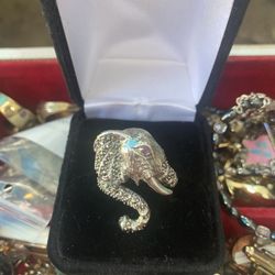 Elephant Sterling Silver Marcasite Ring