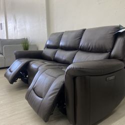 🛋️✨ Alba Leather Power Reclining Sofa with Power Headrests ✨
