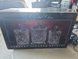 Vintage Hand Cut 24% Lead Cristal  Jars 7/8/9 "