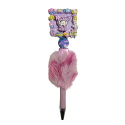 Kuromi Sanrio Fur Custom Beaded Ballpoint Twist Pen Topper Violet