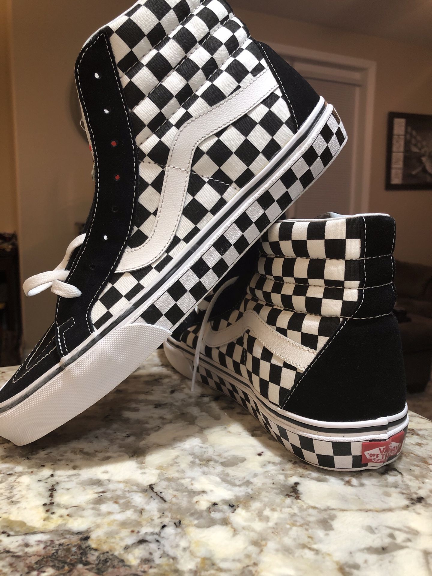 Vans SK8 Hi Reissue Mens Skate Shoes Black White Checkerboard
