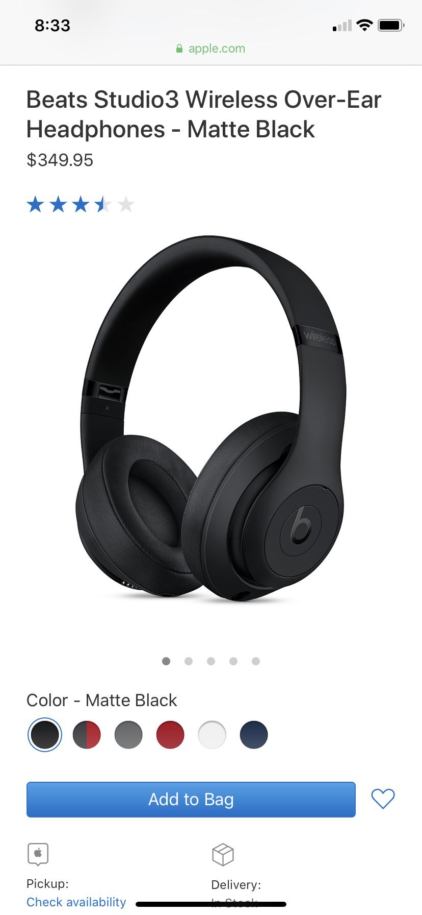 Black/Grey Beats Studio3 Studio 3 Headphones