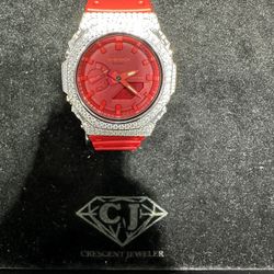 MOISSANITE DIAMOND G-Shock WATCH VVS DIAMOND WITH SILVER BEZEL