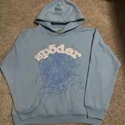 Sp5der OG Web Sky Blue Hoodie | Size Large