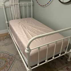 White Metal Twin Bed Frame