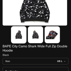 BAPE City Camo Shark Wide Full Zip Double Hoodie