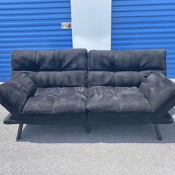FREE DELIVERY-  BLACK MICROFIBER FUTON