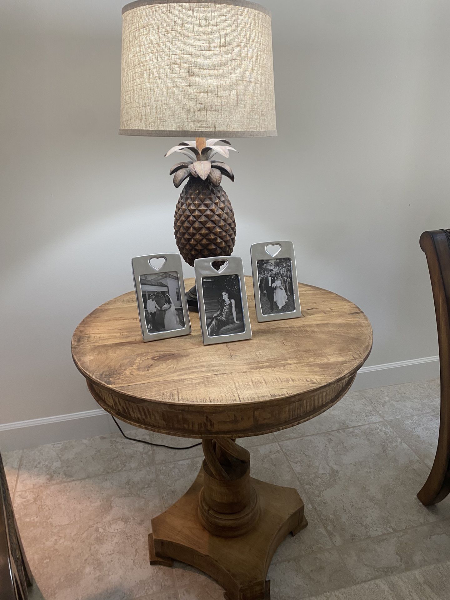 Solid Wood Spiral Base End Table