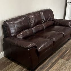 Brown Leather Couch 