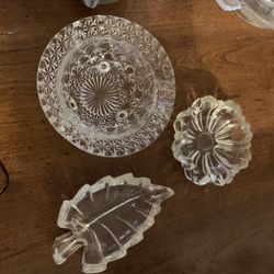 Set Of 3 Antique Cut Glass Small Ash Trays