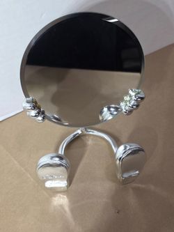 Disney Vintage Mickey Mouse Adjustable Makeup Shaving Mirror Silver Tone