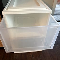 White Plastic Storage Drawer 20x16x11.5 Stackable Organizer Bin