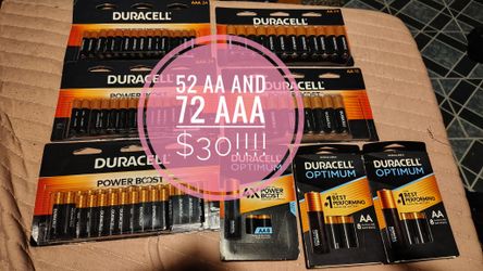 124 Alkaline Batteries, 52 AA And 72  AAA