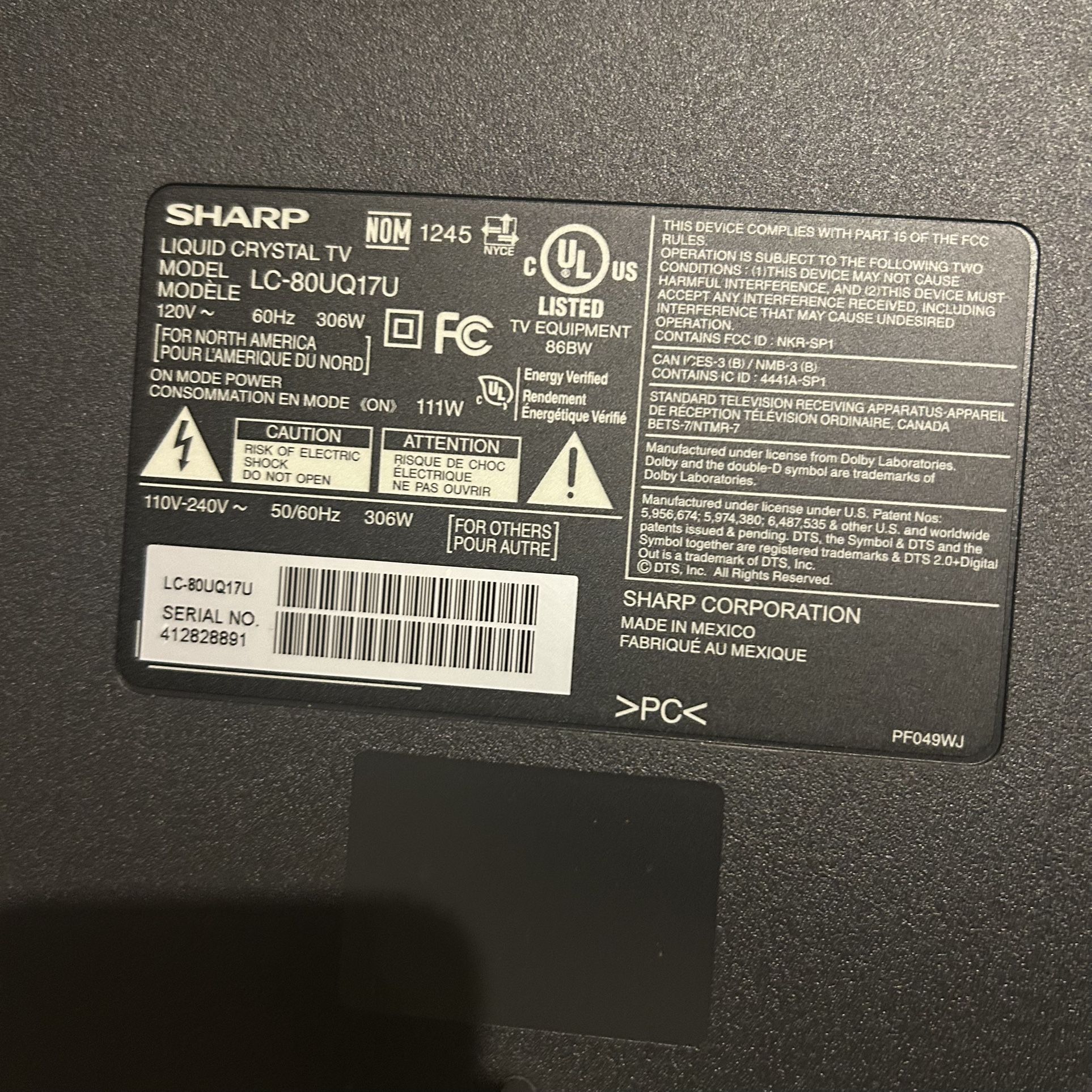 Sharp Aquos Quattron + 80’ TV