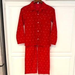 Old Navy Kids L 11-12 Jingle Jammie Red Heart Pajama Set Unisex