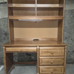 All Wood 3 Piece Desk With Bookshelf And Chair