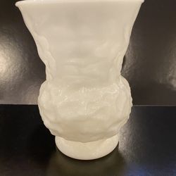 Vintage E.O. Brody Cleveland Milk Glass Vase Textured Crinkle Vase Bowl Planter Pot