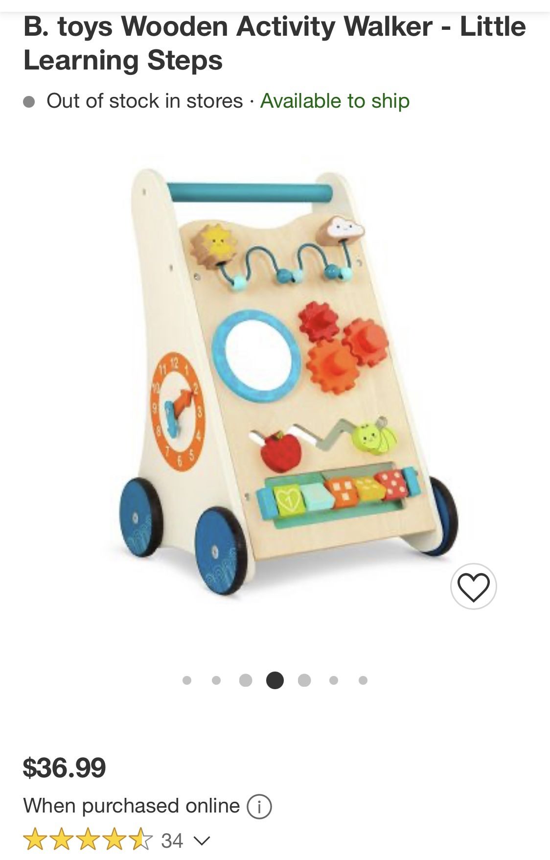 B. toys Wooden Activity Walker - Little Learning Steps