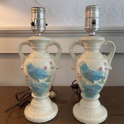 Vintage Shawnee Bluebird Pottery Lamps, 1950’s