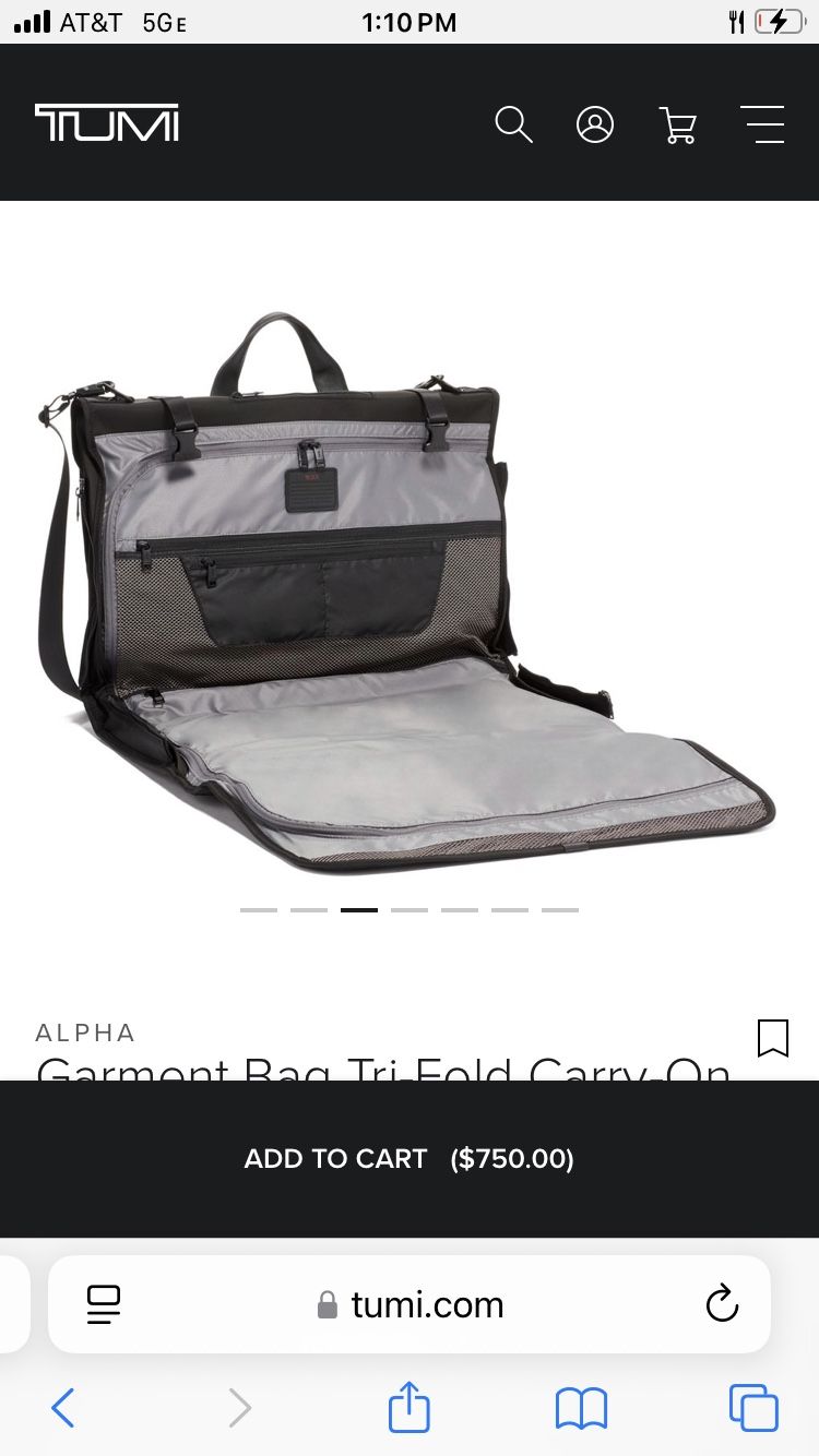 TUMI Tri-Fold Garment Bag Silver
