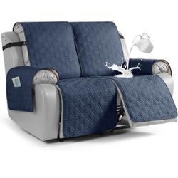 Waterproof Recliner Couch Covers, Sofa Covers 1-Piece Washable Reclining Sofa Cover Non-Slip Furniture Protector with Elastic Straps Pocket for Dogs, 