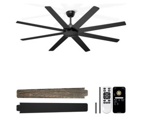 NEW in/outdoor Black Ceiling Fan with Remote 72”