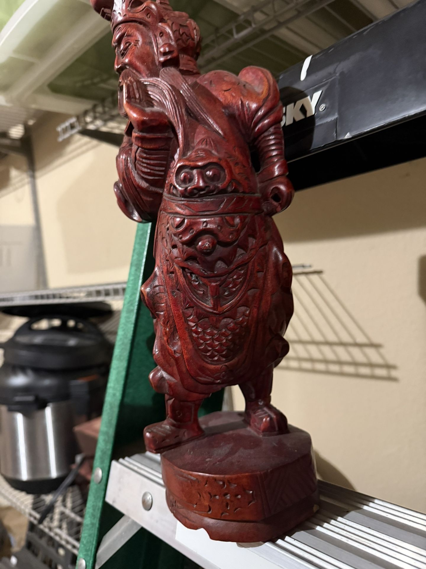 Vintage Chinese Wood Sculpture/statue Of Guan Yu 14”