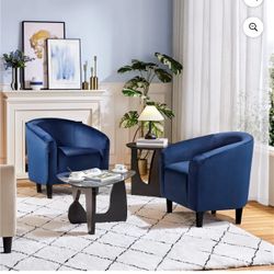 Renwick Modern Upholstered Tub Chair, Set of 1, Navy Blue Velvet