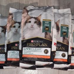 6 BAGS Of Purina Pro Plan LiveClear Probiotic High Protein Salmon & Rice Formula Dry Cat Food, 7-lb bags 