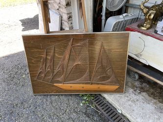 Mid Century Copper String Art Large Ship Art