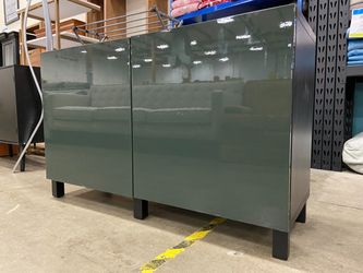 Dark Finish Sideboard with Forest Green Lacquered Front