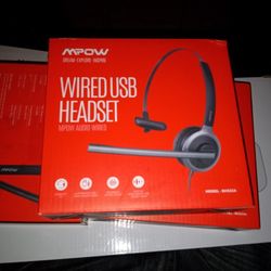 MPOW BH323A Wired USB Headset, Single Side USB Headset - Black - NEW