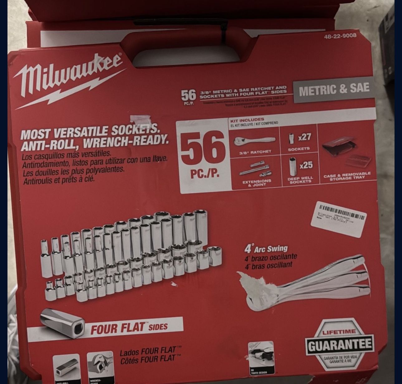 🔧🧰 Milwaukee Set de Dados 56 Piezas – NUEVO EN CAJA 🔥 🔩 Incluye dados Metric & SAE 🔁 Diseño Anti-Roll – no se ruedan 🔒 🔧 Ratchet de 3/8” inclui