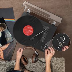 Vinyl Record Player Bluetooth Turntable with Built in Stereo Speakers