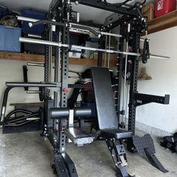 Smith Machine 400 | Adjustable Bench | 245lb Cast Iron Olympic Weights | 7ft Olympic Bar | Fitness | Gym Equipment | FREE DELIVERY/INSTALLATION 🚚 🛠️