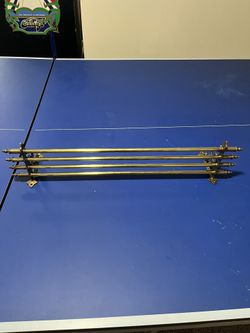 Antique solid brass Pullman train luggage rack, also referred to as a train rack or coat and luggage rack. 