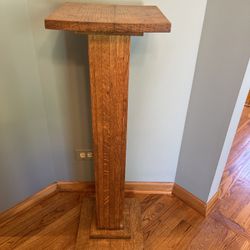 Antique Oak Arts And Crafts Mission Style Pedestal Circa Early 1900s