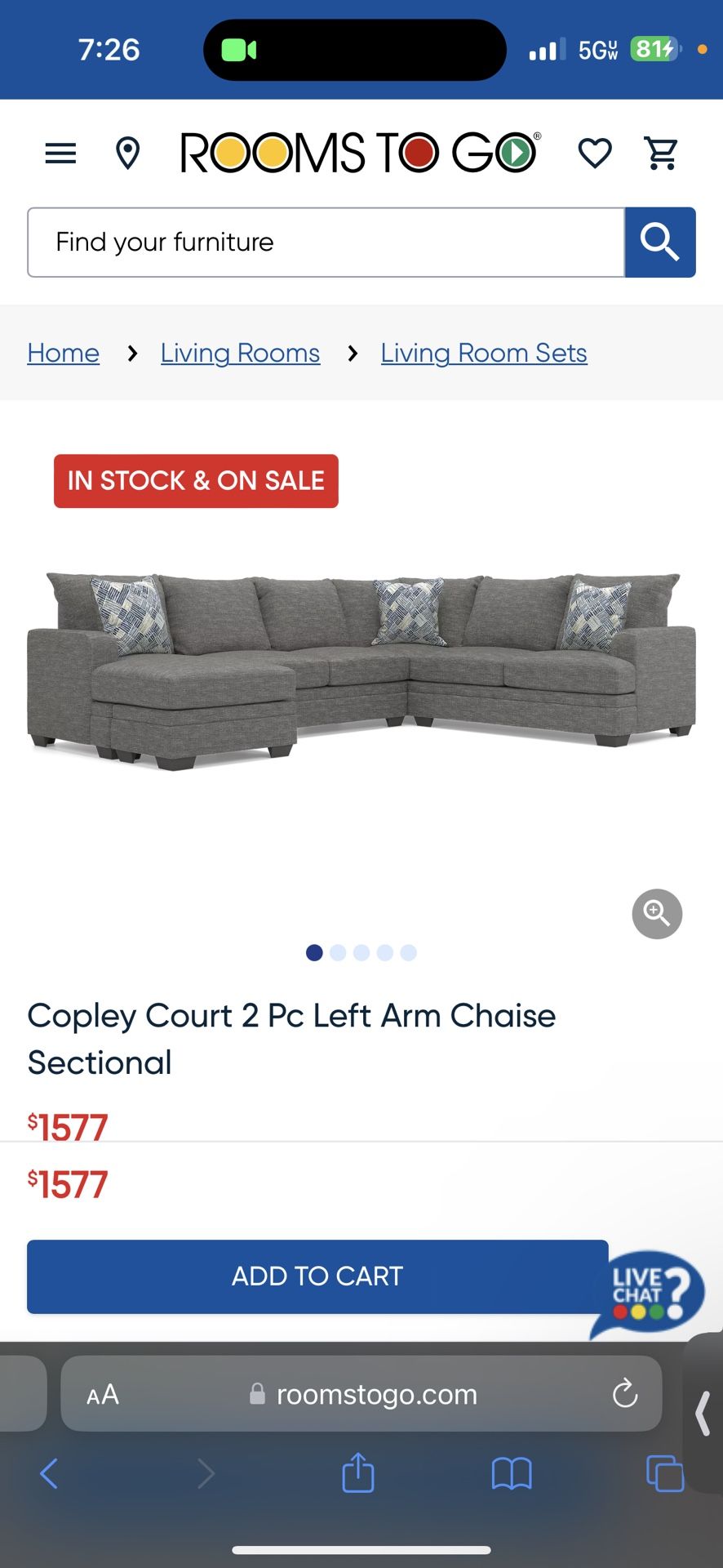 Large Gray Sectional