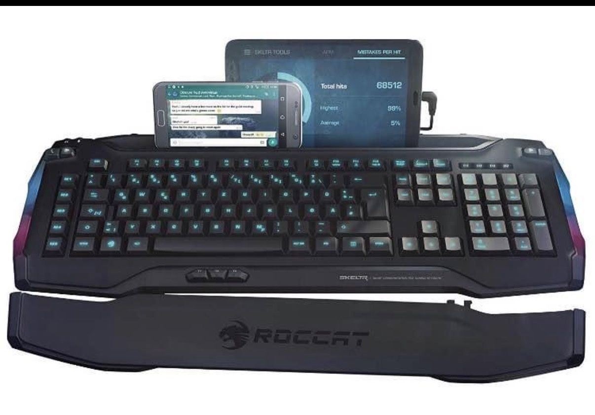 NEW. ROCCAT Skeltr - Smart Communication RGB Gaming Keyboard with Universal Device Docking Slot,
