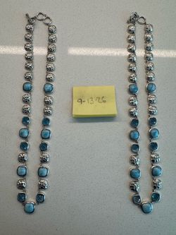 Marahlago Larimar Blue Topaz Statement Necklace 18”