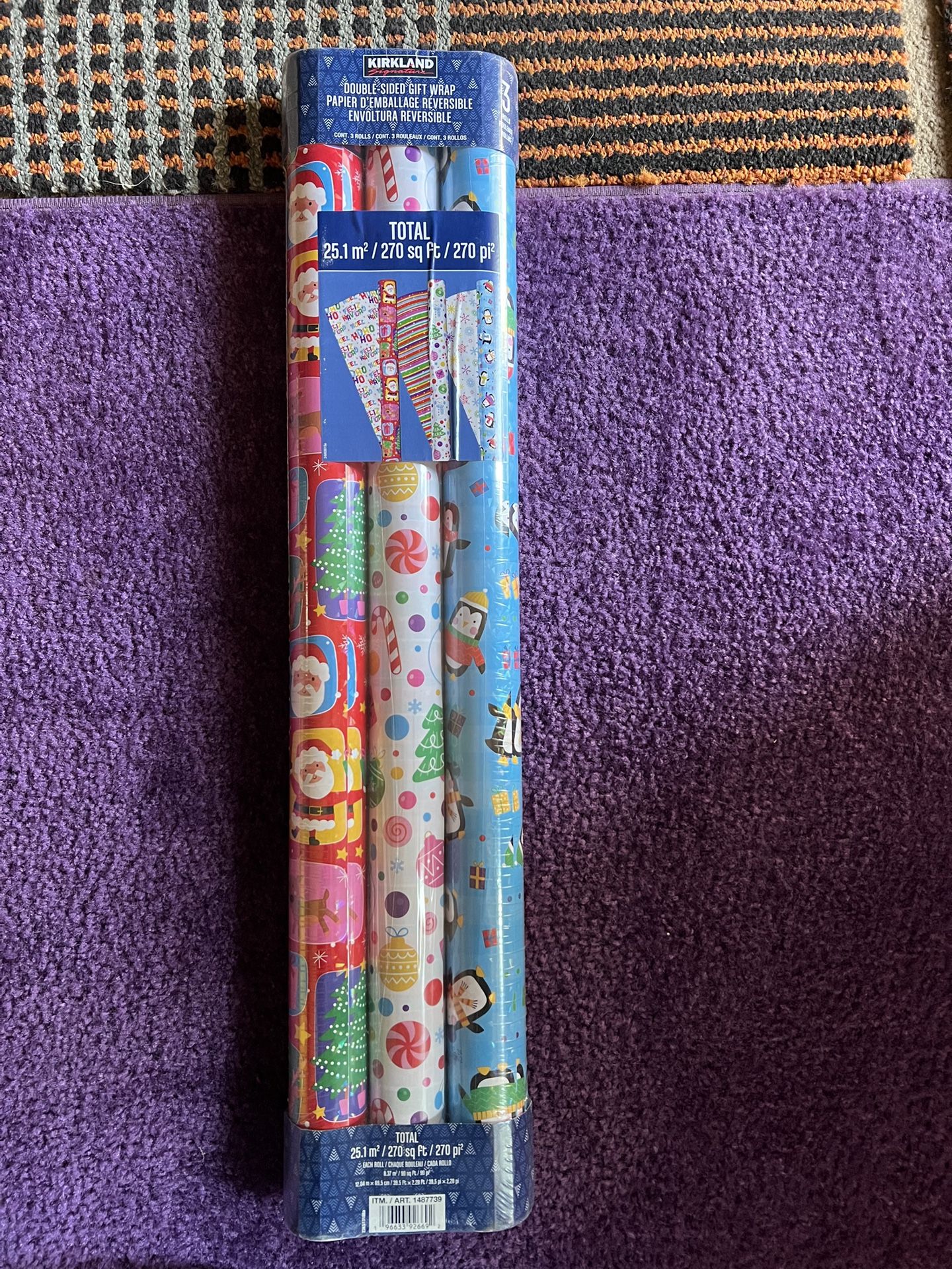 Kirkland Double-Sided Gift Wrap 3 Rolls 270 Sq Ft 