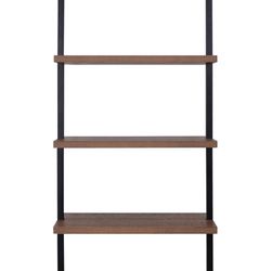 Nathan James Theo 5-Shelf Oak Wood Modern Bookcase, Open Wall Mount Ladder Bookshelf with Industrial Black Metal Frame 