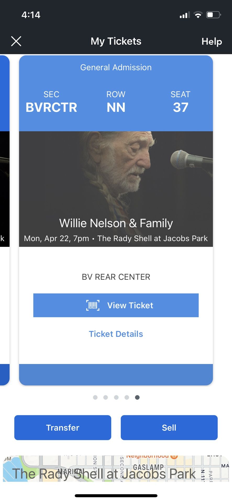 Willie Nelson Ticket! $50! 