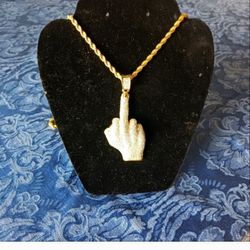 14K Gold Plated CZ Pendant With 30 Inch Chain