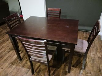 Dark Wood Dining Table with 4 Chairs