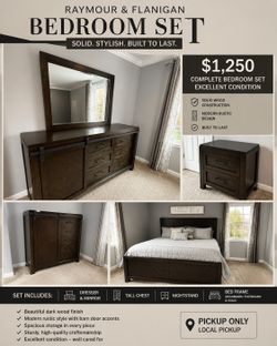 Raymour and Flanigan, Dark Wood Farmhouse King Bedroom Set